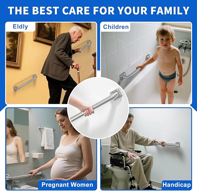 Bathroom Grab Bars Stainless Steel Handrail ADA Compliant 500lbs bathtubs and Showers Toilet Handle Safety for Handicap, Elderly, Disabled, Injury (12inches 2 Pack)
