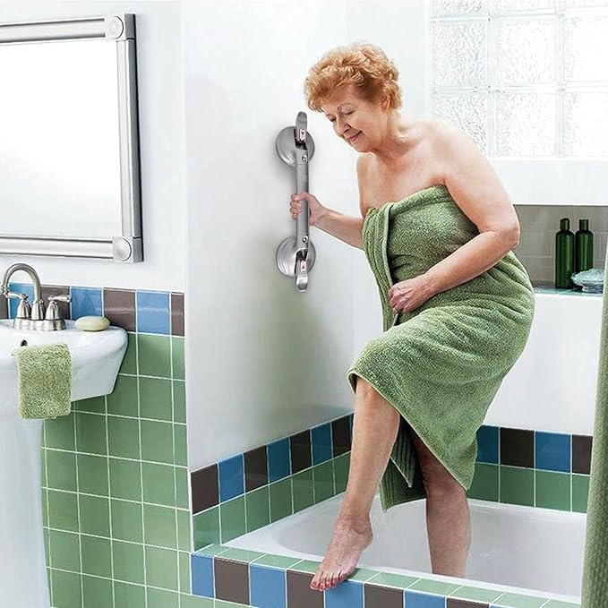 19inch Upgrade Suction Shower Grab Bar, Portable Shower Handle Bar Suction Grip Bar Bathtub Handle with Strong Hold Suction Cup Fitting and Rapid Release for Bathroom(Max Capacity :300lb
