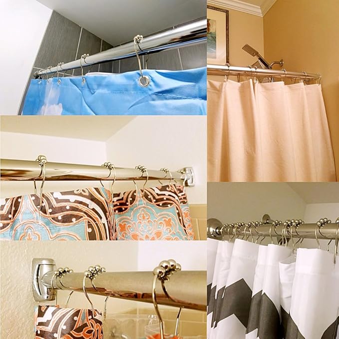 Uigos Shower Curtain Rings for Bathroom - Stainless Steel, Set of 12, Chrome