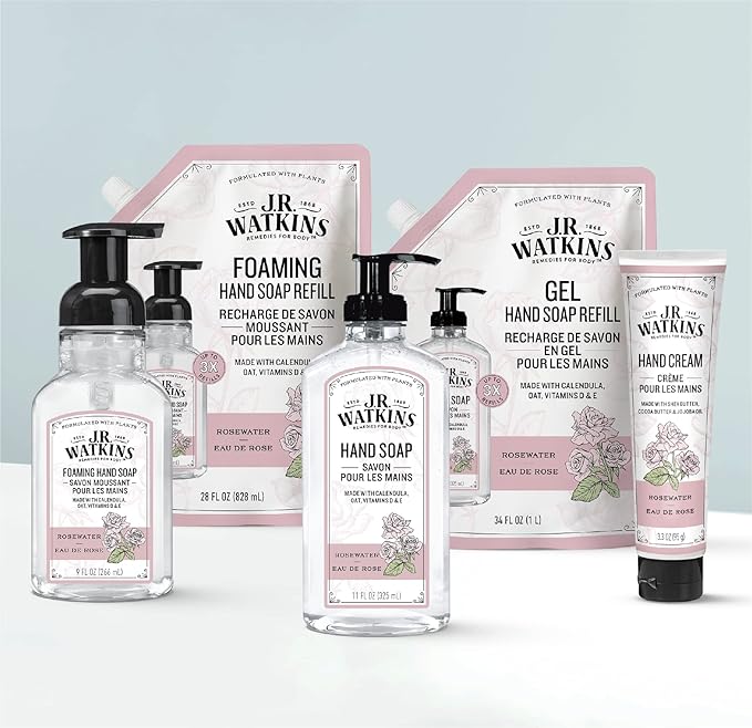 J.R. Watkins Gel Hand Soap, 3 Pack of 11 Fl Oz, Rosewater