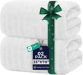 DAN RIVER Pack of 2 Bath Sheet 35x70 Inches, Super Soft Quick Dry Ribbed Cotton Towels, Luxury Oversized White Bath Towels
