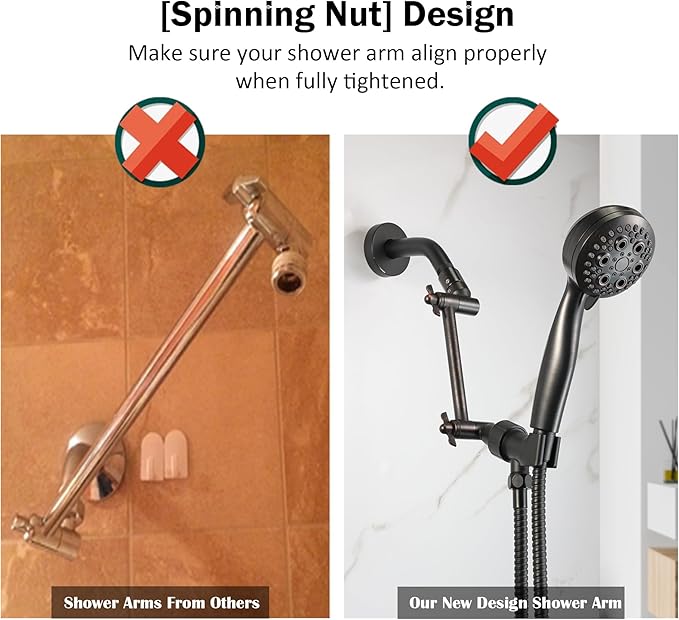 6 Inch Adjustable Shower Head Extension Arm, All-Metal Shower Arm Extender with Locking Set Screw for Rainfall, Fixed, Handheld Showerheads, G1/2 Universal Thread, Oil Rubbed Bronze