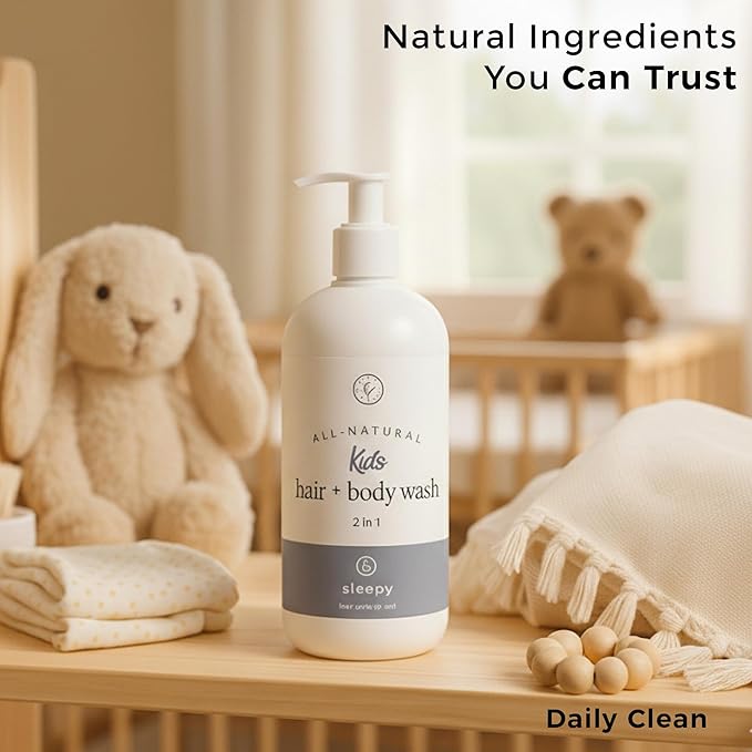 Rowe Casa Organics 2-in-1 Kids Hair & Body Wash with Therapeutic Essential Oils – Fruity Kids Shampoo & Body Wash with Sweet, Bright & Uplifting Scent – 16 Fl. Oz