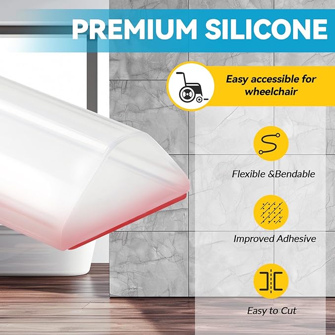 67'' Collapsible Shower Threshold Water Dam Shower Barrier Keeps Water Inside Threshold Dry and Wet Separation Retention System Suitable for Bathroom Kitchen Sink Bathtub