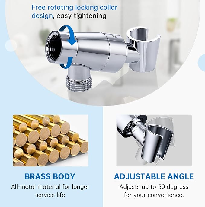 G-Promise Metal Shower Head Holder for Hand Held, Adjustable Bracket, Universal Shower Arm Mount, Chrome Finish