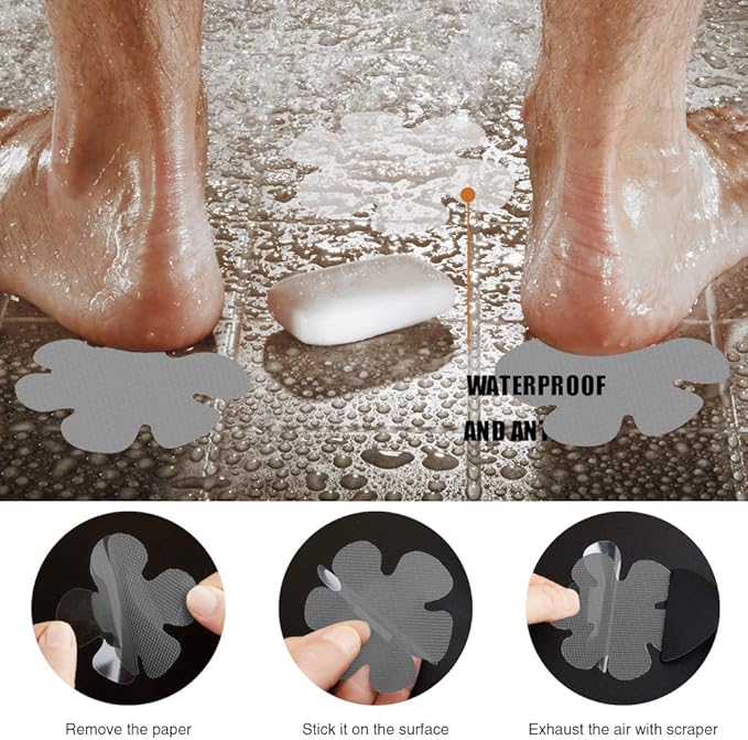 Bathtub Stickers Non-Slip, 36PCS Safety Shower Treads Adhesive Appliques with Premium Scraper Grey