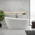 Freestanding Bathtubs 59 Inch Free Standing Bath Tub with Chrome Drain & Integrated Overflow, Elegant Free Standing Soaking Tub for Apartment or Condo Bathrooms, Luxury Soaking Tub for Relaxation