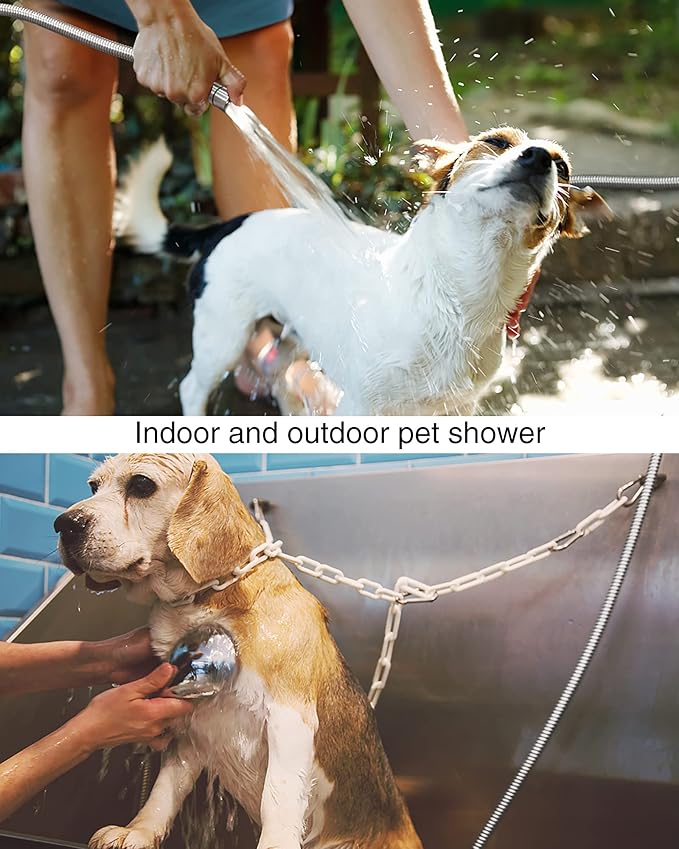 PHASAT 118-Inch Extra Long Indoor Outdoor Shower Tube Replacement Stainless Steel Handheld Shower Hose,Chrome,A3107C-3.0