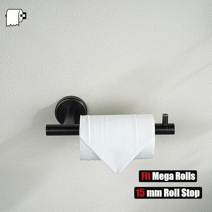 JQK Bathroom Hardware Set Oil Rubbed Bronze, 5-Piece Bath Accessories Set Wall Mount Includes 24 in Towel Bar, 9 in HT Bar, TP Holder, Towel Hook x 2, BAS105-ORB