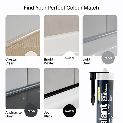 Jet Black Kitchen Bathroom Hybrid Polymer Sealant Adhesive 13.1oz All in One Waterproof Weatherproof Joint Paintable Indoor Outdoor Bath Shower Sink Window Board Door RV Roof Wood Leak - 1 Pack