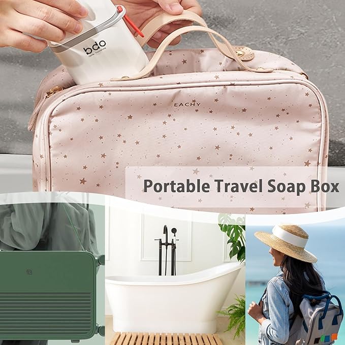 Zulay Kitchen Pack of 4 Portable Plastic Soap Dish Box for Travel Bathroom Soap with Cover for Bathroom(Multicolor)