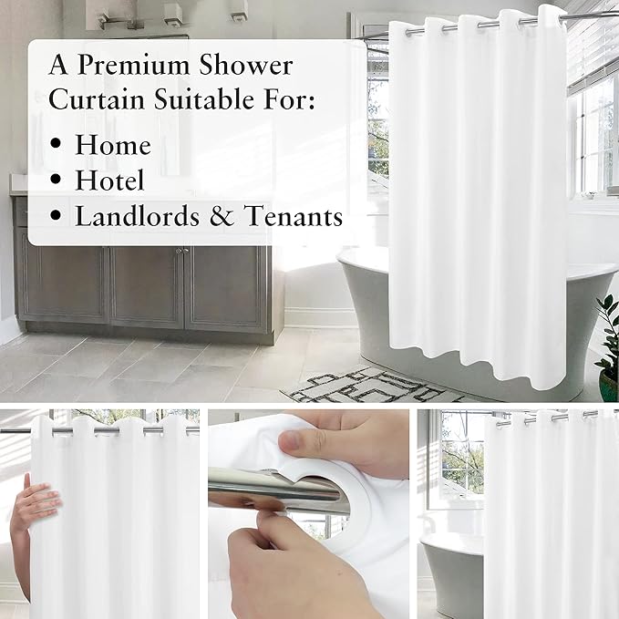 River Dream No Hook Stall Shower Curtain or Liner 36" Wide - Soft Microfiber Small Shower Curtain with Magnets for Narrow Stall, Waterproof Fabric & Machine Washable, White