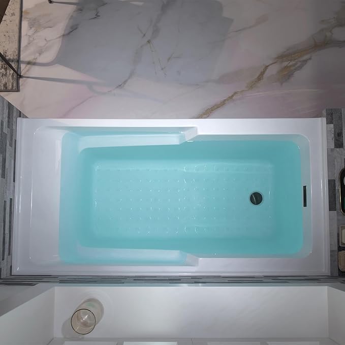 WOODBRIDGE 60" Acrylic Rectangular Alcove Soaking Bathtub in White with Left Drain, Matte Black pop-UP Drain Included BA6030L