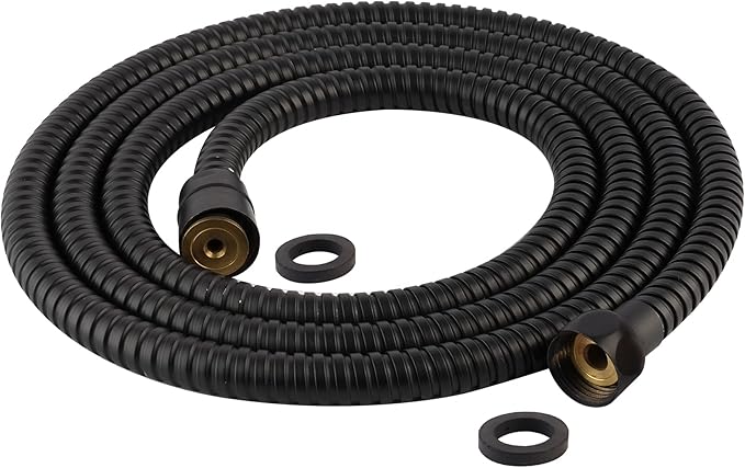 Hibbent All Metal Shower Hose, 90 Inch Stainless Steel Extra Long Shower Hose Replacement, Anti-Twist Flexible Bathroom Handheld Shower Head Hose Extension with Brass Insert & Nut, Matte Black