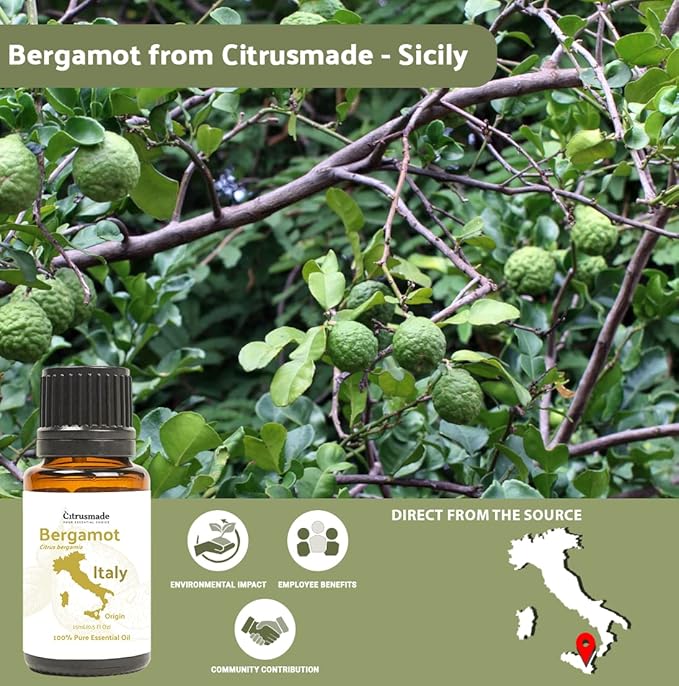 Bergamot Essential Oil - Direct from Citrusmade in Sicily- Pure Essential Oil for Diffusers and Aromatherapy | 100% Pure Therapeutic Grade (2Lbs)