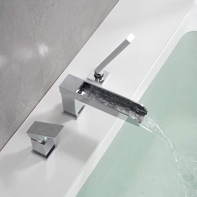 Waterfall Roman Tub Faucets Deck Mount Chrome Bathtub Faucets Brass Tub Filler Bathroom Faucets with Hand Shower