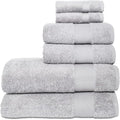 Hencely 6-Piece Bath Towel Set - High Absorbency, Quick Drying - 100% Soft Turkish Cotton - 2 Bath Towels, 2 Hand Towels, 2 Washcloths - for Bathroom, Home, Hotel, Spa, and Gym - 6-Pack Silver