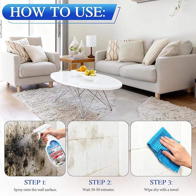 Highly Effective Removal Spray,Wall Cleaner Spray,Stain,Dust And Dirt Remover,Multi-Surface Cleaning Solution,for Wood,Tile,Fabric,Bathrooms,Kitchens - 8.12 Fl oz