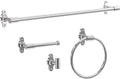 Franklin Brass Calloway 4-Piece Bathroom Set Polished Chrome 18" + 6" Towel Rack, Toilet Paper Holder, Hand Towel Holder, Hook | 4-Piece Bath Hardware Accessories Set CLWY64-PC