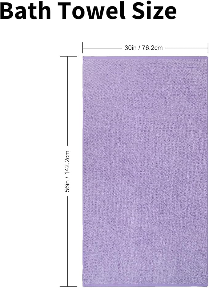 Everplush Diamond Collection Oversized Bath Towel – 1 Pieces, Super Soft & Highly Absorbent, Quick-Drying, Extra Large & Thick. Perfect for Bathroom, Pool, Swimming Use (Lavender, 30" x 56" 1PK)