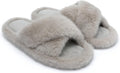 Chantomoo Womens Slippers Memory Foam Fuzzy Cross Band Faux Fur Slippers for Women Gift