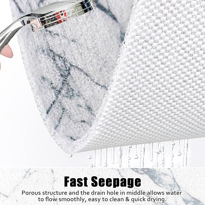 Square Shower Mat Non Slip: 31x31 Inch Shower Floor Mat with Drain Hole in Middle, Super Soft and Comfortable PVC Loofah Massage Bath Mat for Shower, Anti Slip Shower Stall Mat, Quick Drying