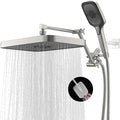 High Pressure Wide Rain Shower Head with Handheld Spray Combo, 14 Inch Rainfall Shower Heads with Adjustable Extention Arm, Dual Waterfall Showerhead with 3-Way Diverter(Brushed Nickel)