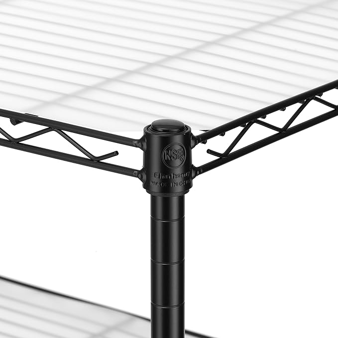 Finnhomy 6-Tier Wire Shelving Unit - Adjustable Steel Wire Rack with 6 Shelves, PE Mat and Stable Leveling Feet, NSF Certified, Black