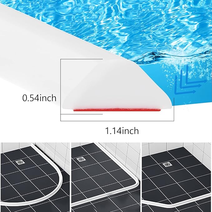 Duzzy 75 Inch Collapsible Shower Water Dam, Shower Threshold Water Stopper Barrier and Retention System and Keeps Water Inside Threshold Dry and Wet Separation, Suitable for Bathroom & Kitchen