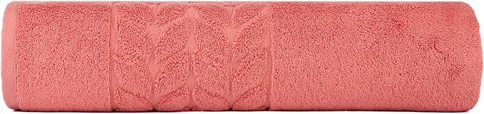 BAGNO MILANO Organic Turkish Cotton Bath Towels, Luxury Jacquard Collection, Certified Organic Highly Absorbent, Soft-Plush Towel Set (Coral Red, Bathsheet)