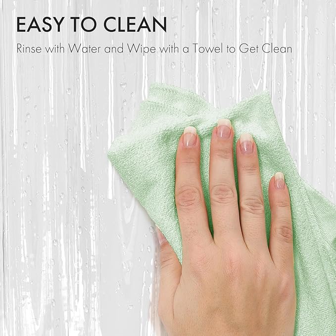 AmazerBath Stall Shower Curtain Liner 2 Pack, 36 x 72 Inches PEVA Plastic Shower Liner with 2 Weighted Stones and 6 Rustproof Metal Grommet, Lightweight Waterproof Shower Curtain - Clear