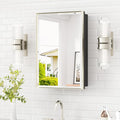 TETOTE Brushed Nickel 16" x 24" Recessed Medicine Cabinet Bathroom Mirror with Storage Medicine Cabinet with Beveled Frame Adjustable Shelves Wall-Mounted