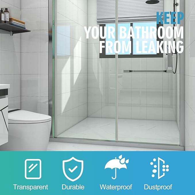 Frameless Shower Door Bottom Seal Shower Sweep with Drip Rail for 1/2" Glass,36" Long, Vinyl, Clear