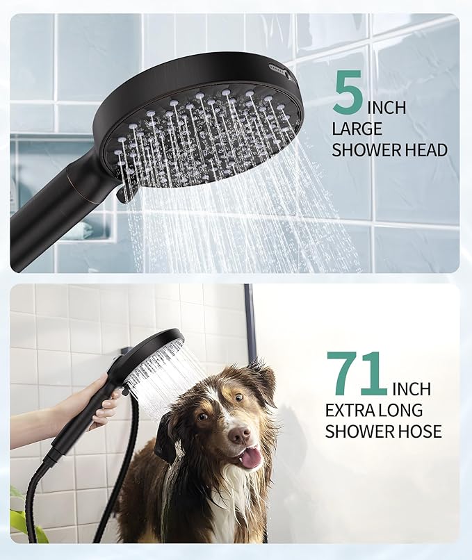 SR SUN RISE Filtered Shower Head with Handheld High Pressure 9 Spray Mode Showerhead Detachable Shower Head Water Softener Filters Beads for Hard Water Remove Chlorine 4 Filters Matte Black