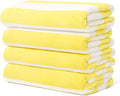 Touchat Beach Towel Oversized,Super Absorbent Sand Free Thick Microfiber Beach Towel (Yellow 4Pack, 30”x60“)