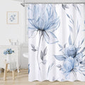 Extra Long Boho Watercolor Floral Shower Curtain 72 x 84, Blue and Grey Ink Painting Style Flower Shower Curtains for Chic Elegant Bathroom, Artistic XL Fabric Cloth Shower Curtain