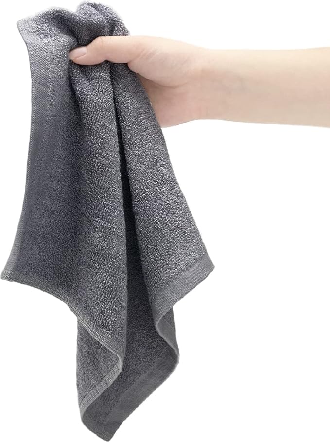 12 Pack Washcloths 13" x 13" - Soft Wash Cloths for Your Face Towel, Wash Cloths for Your Body (White + Gray)