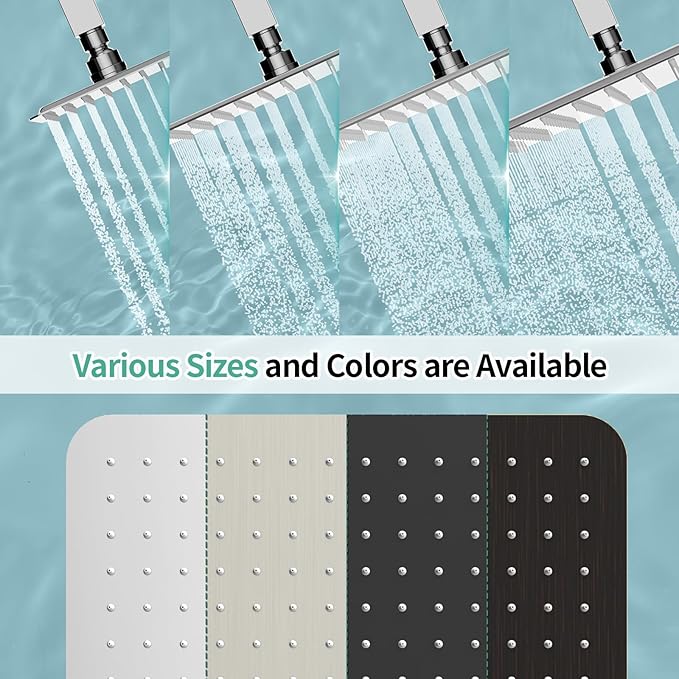 SR SUN RISE 16 Inch Rain Shower Head, High Pressure Rainfall Showerhead Large Waterfall Shower Head Ultra Thin Water Saving, Polished Chrome 304 Stainless Steel