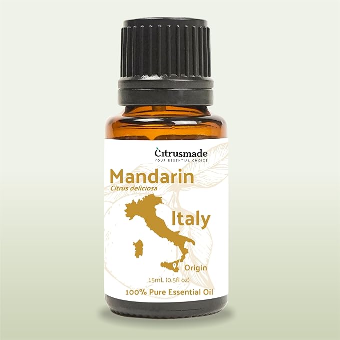 Pure Mandarin Essential Oils - Direct from Citrusmade Italy for Diffusers, Aromatherapy, Home Fragrance & Bath - Natural Aceite de Mandarina for Massage (15ml)
