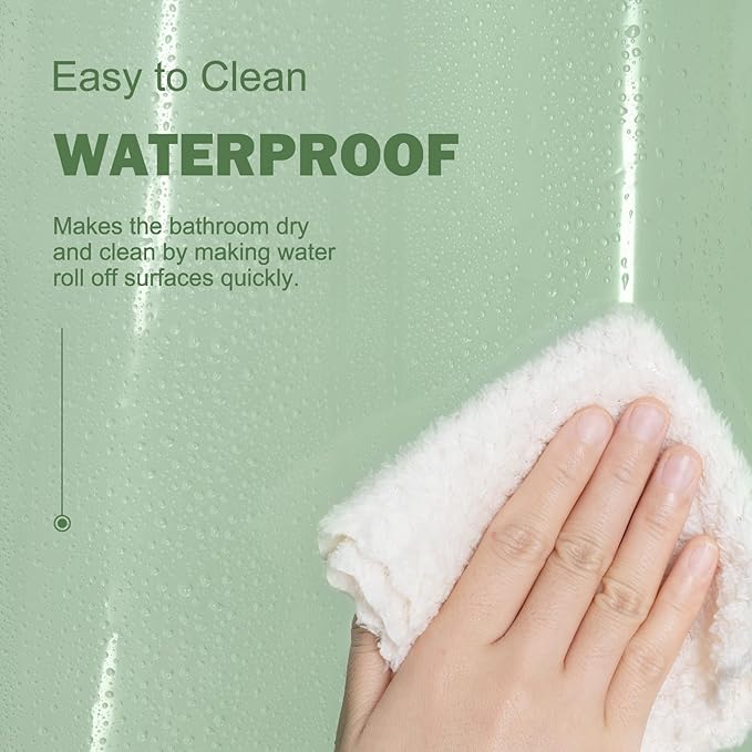 UFRIDAY Sage Green Clear Shower Curtain Liner, 72 x 78 inches, Long Plastic Bathroom Shower Curtain with Rustproof Metal Grommets and 5 Weighted Magnets