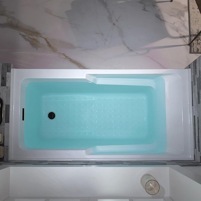 WOODBRIDGE 54" Acrylic Rectangular Alcove Soaking Bathtub in White with Right Drain, Oil Rubbed Bronze Pop-Up Drain Included BA5430R