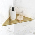 Bathroom Corner Shelf, Recessed 10" Shower Shelf Caddy, SUS304 Stainless Steel Shelf Wall Mount Triangular, No Drilling, Brushed Golden