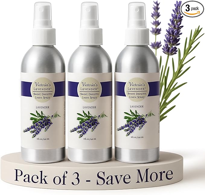 Victoria's Lavender Pillow and Linen Spray — Lavender Essential Oil - Lavender Spray, Mist Handmade in Oregon, Made in USA, Pack of Three 8 Oz Bottles