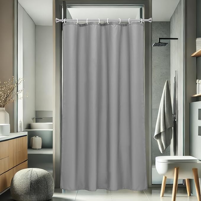 AooHome Fabric 48x72 Inch Small Shower Curtain, Stall Size Bathroom Curtain for Hotel, Water Repellent, Light Grey, 48 Width x 72 Height Inch