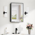 TokeShimi 20 x 26 Recessed Medicine Cabinet with Mirror Wall Mounted, Aluminum Alloy Black Medicine Cabinet Mirrored, Metal Beveled Mirror with Storage for Bathroom Vanity