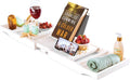 Wooden Bathtub Tray - Foldable & Expandable Bamboo Bath Tray for Tub with Wine Holder, Book & Tablet Stand - Bath Caddy Tray for Bathtub, Spa Bath Accessories, Tub Tray Table, Gifts for Her (White)