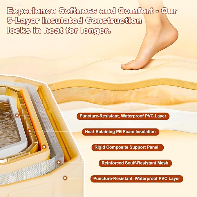 Portable Bathtub for Adult 47" Large Collapsible Cold Plunge Bathtub Foldable No Installation Ice Bath Tub for Shower Stall, Bathroom Hot SPA Soaking Standing Tub
