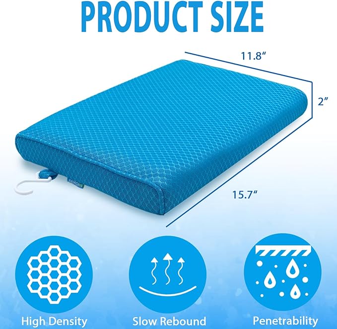 Shower Seat Cushion for Shower Chairs, Transfer Benches in Bathtub, Cushion for Sauna, 3D Mesh Pad with Hook, Slip-Resistant, Design for Elderly, Senior, Handicap & Disabled