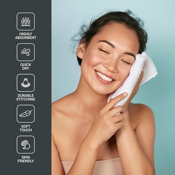 Infinitee Xclusives Luxury Wash Cloths for Showering [13x13] – 100% Cotton Washcloths [Pack of 4], Soft and Absorbent Face Towels for Bathroom Wash Clothes, Gym, and Spa (Vivid Green)