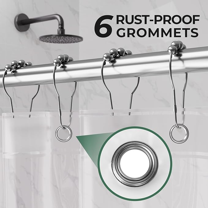 AmazerBath Stall Shower Curtain Liner 2 Pack, 36 x 72 Inches PEVA Plastic Shower Liner with 2 Weighted Stones and 6 Rustproof Metal Grommet, Lightweight Waterproof Shower Curtain - Clear